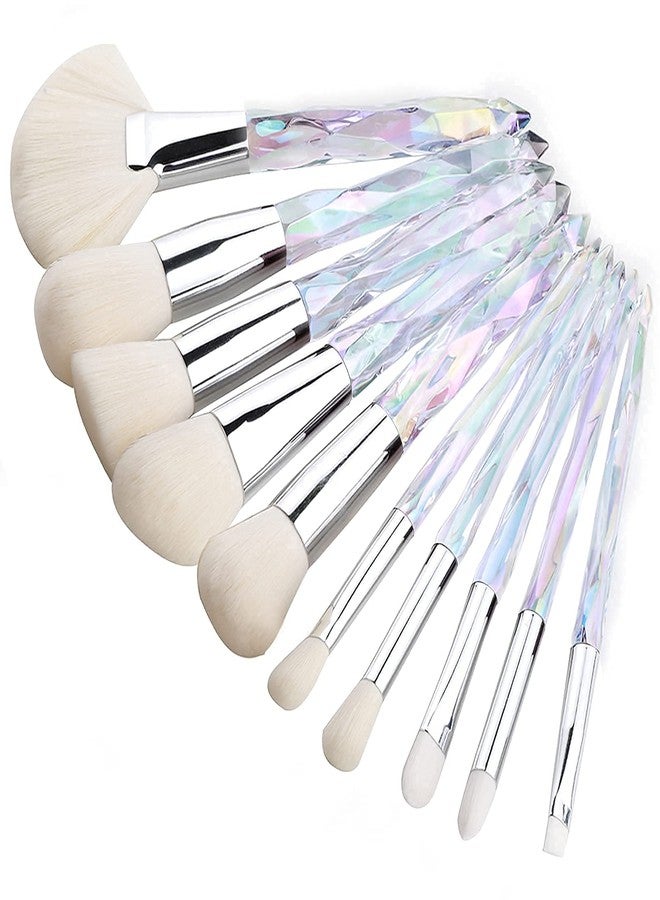Kingtree Crystal Makeup Brush Set, 10PCS Sparkling Premium Makeup Brushes Professional Synthetic Bristles Foundation Blush Concealer Eyeshadow Makeup Brush for Girls - Image 1